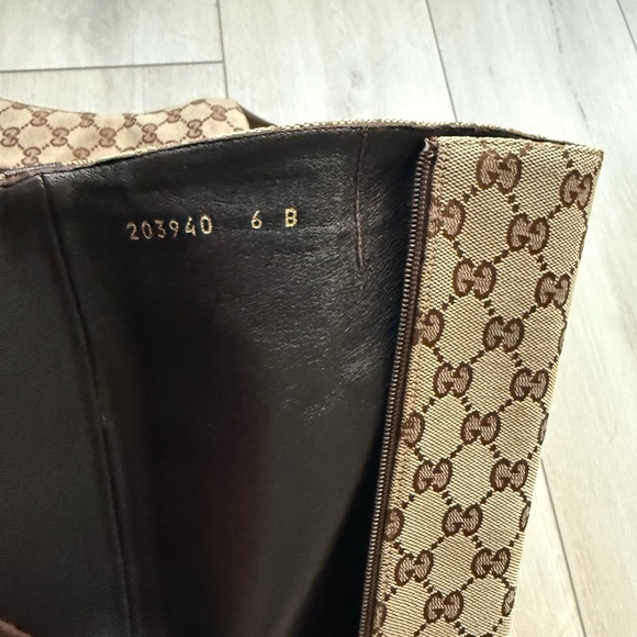 Gucci Beige GG Canvas Monogram Heeled Boots. Size 36 B. Good condition - Picture 12 of 16